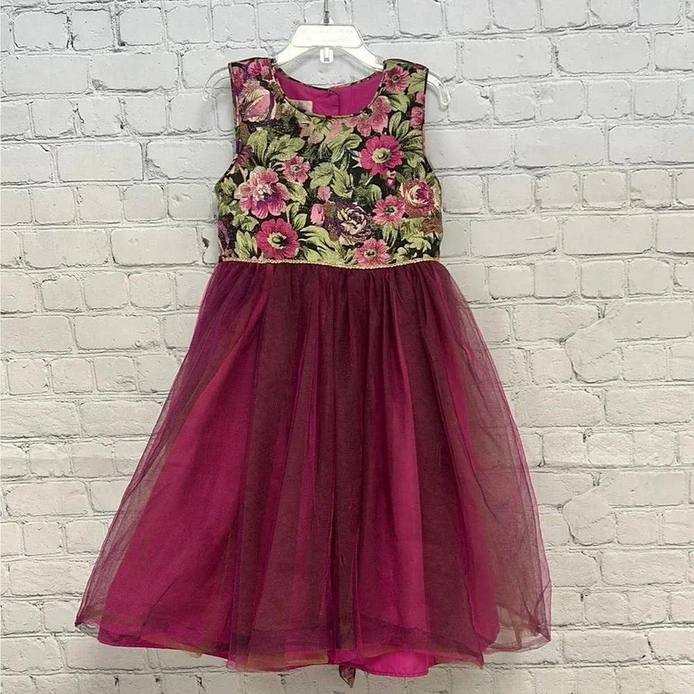 Laura Ashley London Girls Formal Brocade Dress size 6